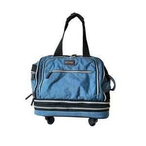 Biaggi Zipsak Rolling Duffel Bag Blue Wheeled Carry On Travel Luggage Underseat